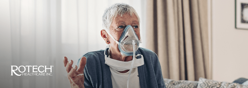 Older woman with oxygen mask on
