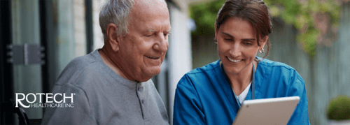 Healthcare professional looking with patient