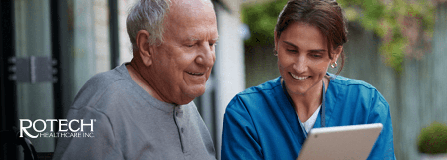 Healthcare professional looking with patient